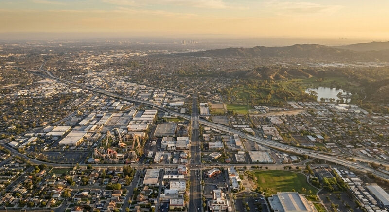 Buena Park Orange County aerial residential neighborhood