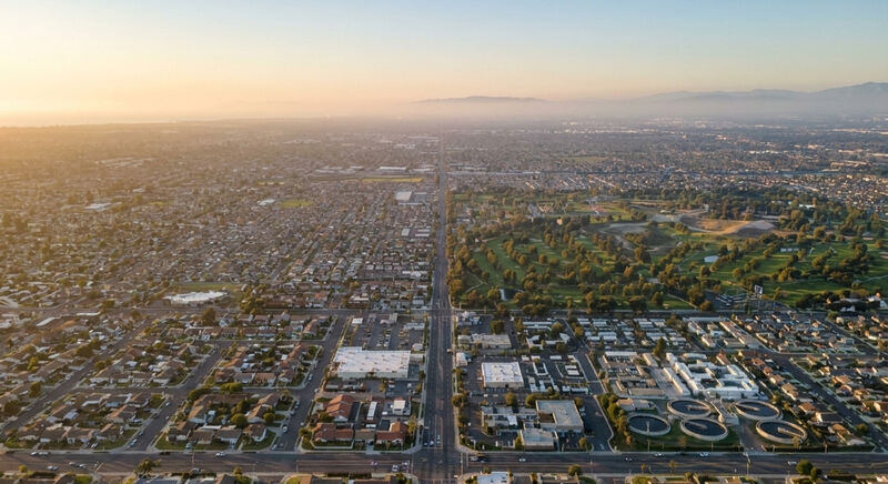 Fountain Valley Southern California suburb aerial view