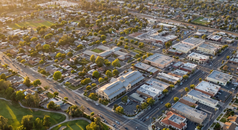 La Habra Orange County palm tree neighborhood aerial view