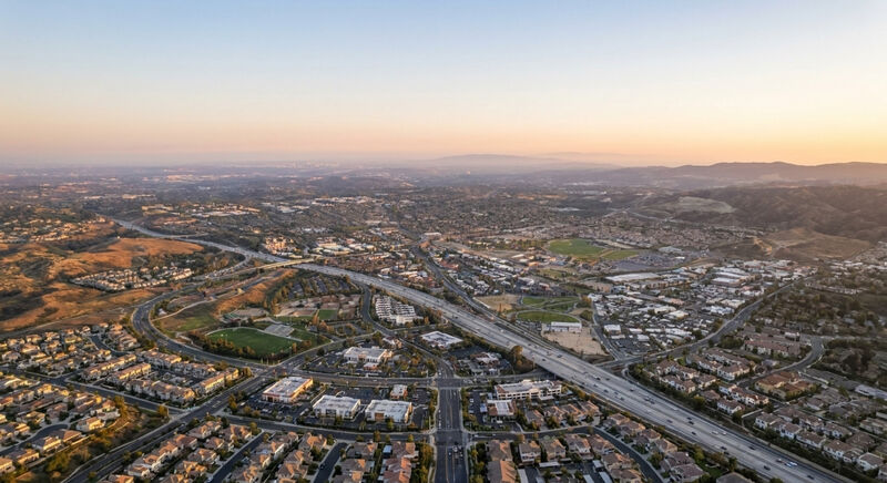 Lake Forest Orange County suburban neighborhood aerial