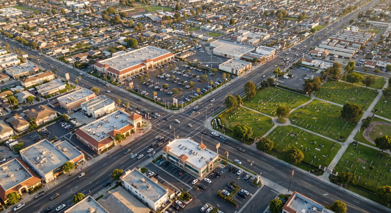 Westminster California Southern California suburb aerial view